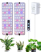 DOMMIA Panel Grow Light for Indoor Plants, 20W Ultra-Thin Full Spectrum LED Grow Light for Shelf & Cabinet, Dimmable with 6/12/16H Timer, Pinkish White, 1-Pack