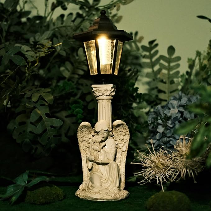 Solar Garden Statues Memorial Decor Garden Angel Statues for Outside Lawn Yard Patio Balcony Art Sculptures Gifts for Mom Women