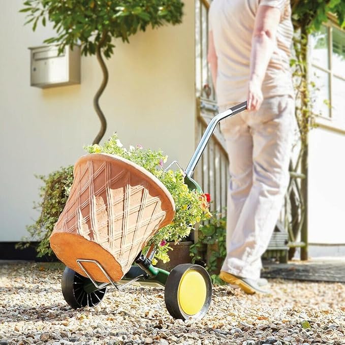 Garden Pot Mover Dolly Heavy Duty Plant Caddy Wheeled Trolley with Adjustable Handle Flat Free Wheels for Plant Pot