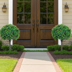 PATIO CHOICE Artificial Topiary Boxwood Ball Trees Set of 2 30" Fake Outdoor Plants Realistic Olive Tree Fake Bushes Lifelike Shrubs Decorations for Outdoor Indoor Front Porch Garden