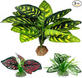 Moonorange Reptile Artificial Plants, Terrarium Plants Decorations Supplies, Aquarium Fish Tank Plant, Amphibian Habitat Hideout Tank Accessories(L Set-3pcs/B)
