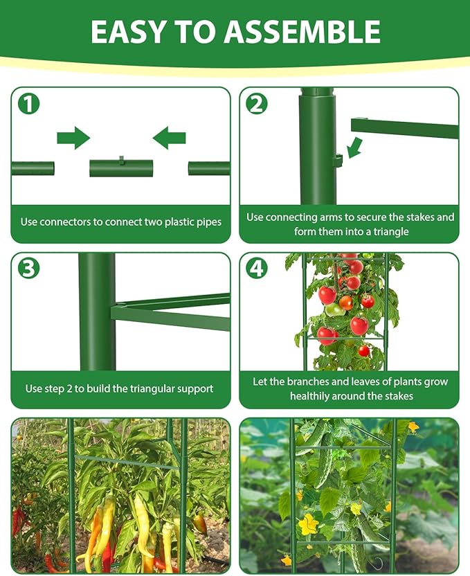 3 Pack Extra Larger Tomato Cages, 51in*17in Adjustable Tomatoes Plant Stakes Support Cages Trellis for Garden, Garden Trellis for Vegetable Flowers Fruits Climbing Plants