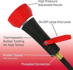 Chapin 4697: Industrial High Flow Firefighter Style Garden Hose Nozzle, Classic Fireman Style Grip Nozzle with Threaded Garden Hose Connection, Adjustable Twist Nozzle, Up to 250 PSI, Red/Black