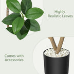 7ft Artificial Rubber Tree, Tall Fake Plants with Black Planters, Artificial Plants Indoor with White Pebbles for Home Decor Office Living Room