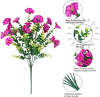 HyeFlora Artificial Flowers for Outdoors Fake Plants Outside Decoration, 12 Bundles Faux Fuchsia Morning Glory UV Resistant Look Real Silk Flowers for Outside Planter Front Door Porch Patio Yard Urn