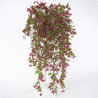 PASYOU Artificial Vine, Hanging Ivy Sweet Potato Leaves Plastic Plants Foliage Vines, UV Resistant Greenery Fake Flowers for Indoor Outdoor Garden Door Wall Wedding Party Table Decoration Red 2 Pack
