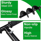 RealPlus Hand Auger Post Hole Digger 4" x 33" Garden Hole Digger Tool Manual Earth Auger Drill for Deep Cultivating Seedlings Planting Trees