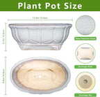13.2 Inch Succulent Pots - Ceramic Bonsai Tree Pots with Drainage Hole, Shallow Succulent Planters for Indoor Plants Outdoor, Decorative Flower Pot, Home Decor, Plant Lover Gifts, Oval Grey