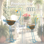 J-Fly Peacock Metal Plant Stand 2 Sets Flower Pots Holders, Planters for Outdoor Indoor Plants with Coconut Pots, Front Porch Garden Balcony Patio Decor for Plant, Valentine Decoration Gifts