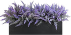 Winlyn 14" Artificial Lavender Arrangement Faux Lavender Flowers in Rustic Black Wooden Planter Box Realistic Lavender Potted Plant for Gift Farmhouse Home Wedding Table Centerpiece Mantel Shelf Décor