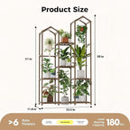 Bamworld Plant Stand with Grow Light Corner Plant Shelf Indoor with Lights Tall Plant Holder for Living Room Warm Light Plant Container Accessories for Mutiple Pots Patio Boho Home Decor for Gardening