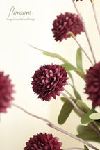 Floroom 6pcs Burgundy Faux Silk Mums Artificial Flowers, Bulk Fake Small Mini Chrysanthemums with Stems for DIY Wedding Centerpieces Floral Arrangements Vase Fillers Home Decorations