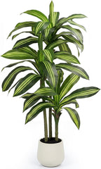 5FT Artificial Tree Dracaena Plant in Decorative Pot-Realistic Fake Plant for Indoor Outdoor Use,Home Office Living Room Decor,Real Touch Leaves,Housewarming Gift,Black Planter