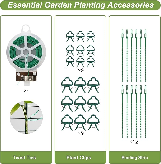Amoskey Cucumber Trellis, Garden Trellis for Climbing Plants Outdoor, Foldable A-Frame Trellis, Cucumber Trellis for Raised Bed for Cucumbers, Peas, or Tomatoes (Green, Bold Large Grid 46''H*36'W)