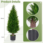 3FT Artificial Topiary Cedar Trees Set of 2 UV Resistant Maintenance-Free Faux Plants for Indoor Outdoor Front Porch Home Garden Decor