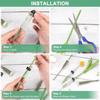 M METERXITY 50-Pack Floral Water Tubes, 4 Inch/ 10cm Plastic Floral Tubes with Rubber Caps for Flower Arrangements, Fresh Flower Water Tubes [Transparent Green]