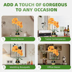 CXGS Orchids Artificial Flowers Realistic Fake Flowers in Ceramic Vase 20" Orange Faux Plants Indoor Lifelike Soft PU Phalaenopsis for Centerpiece Hotel Home Decor