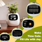 Smart Planter with App Control, Self-Watering AI Plant Pot with LCD Display, Interactive Desk Plant Companion for 100+ Plants, Smart Indoor Planter with Pomodoro Timer,80ml Reservoir,Calendar-White