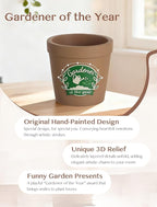 Gardening Gifts for Women: Gardener of the Year Planter - Funny Garden Gifts for Plant Lovers Gardeners Mom Grandma - Cool Plant Pot Present for Birthday Mother's Day Christmas