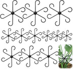 JJUNW 12 Pack Climbing Houseplant Stem Supports, Reusable Plastic Plant Stem Holders Hook Growth Accessories for Indoor Outdoor Plants (Black)