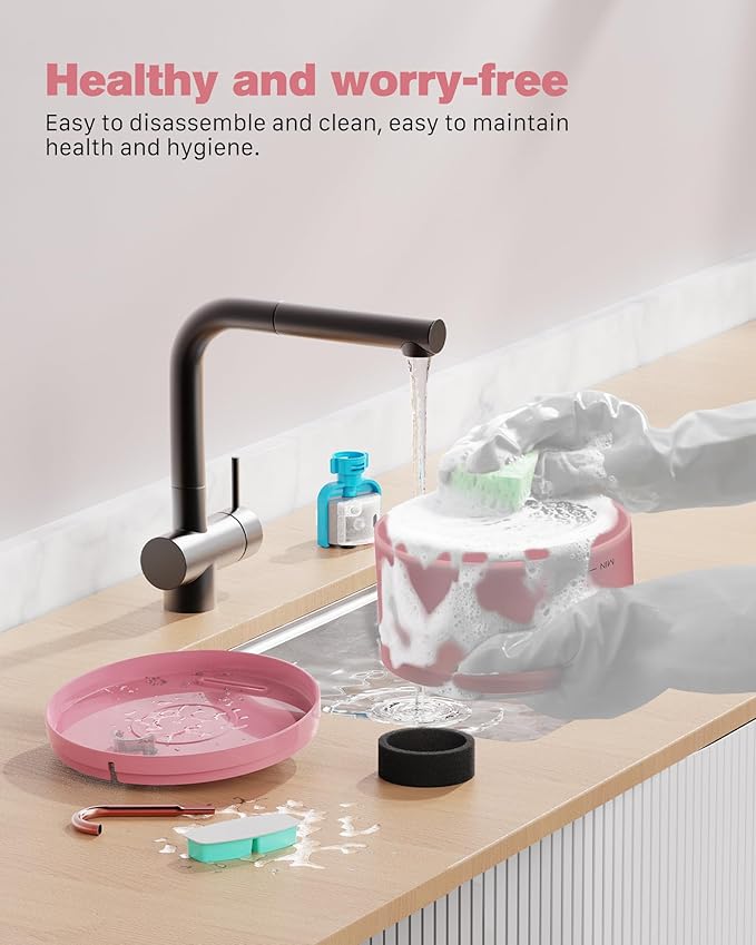 Pink Cat Water Fountain: Cat Fountain Super Silent Pet Water Fountain | 108oz/3.2L Water Fountains for Cats Indoor - Faucet Cat Fountain - Quiet Water Pump - Suitable for Cats and Dogs - BEMOONY