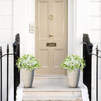 Artificial Flowers for Outdoors 12 Bundles White Artificial Petunias Fake Flowers UV Resistant Shrubs Plants with Fern for Indoor Outside Hanging Planters Home Garden Spring Decorations