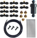 Reptile Terrariums Misting Accessories kit, Reptile Mister Nozzles, with 10 Misting Nozzle, 5 Brass Plugs, 3 Plugs, 1 Misting System Filter, 16ft 1/4 inch Tube, Black