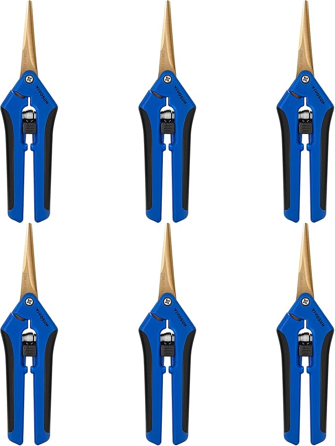VIVOSUN 6-Pack 6.5 Inch Gardening Scissors Hand Pruner Pruning Shear with Titanium Coated Curved Precision Blades