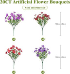 Alupssuc 20 Bundles Artificial Flowers for Outdoor Indoor Decoration, UV Resistant No Fade Fake Plants Eucalyptus, Colorful Faux Spring Flowers for Outside Yard Porch Patio Garden Home Window Box