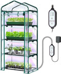 Indoor Greenhouse with Grow Light, Ohuhu 4-Tier Mini Green House for Winter - Full Spectrum Greenhouses for Seed Starting Small Portable Green Houses Waterproof PVC Cover & Adjustable Shelves