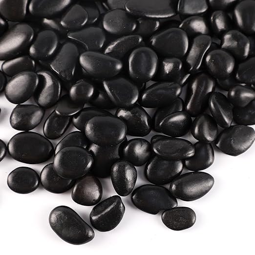 3/4-1 5/8Inch Black River Pebbles for Vases Pebbles for Indoor Plants Gravel Rocks for Crafts River Rocks 11LB Pebbles Decorative Stones for Plants Outdoor