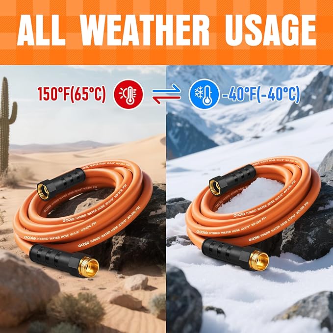 Garden Hose 6 ft x 5/8", NON-EXPANDING Flexible Water Hose, Kink Resistant Lightweight Hybrid Hose, Leakproof Yard Hose with Male to Female Fittings