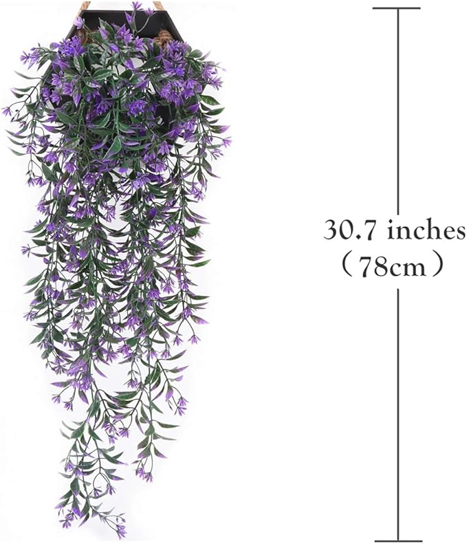 PASYOU Artificial Ivy, Hanging Vine Plastic Plants Grass Leaves Foliage Vines, UV Resistant Greenery Fake Flowers for Home Indoor Outdoor Garden Door Wall Wedding Party DIY Decoration - Purple 2 Pack