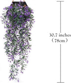 PASYOU Artificial Ivy, Hanging Vine Plastic Plants Grass Leaves Foliage Vines, UV Resistant Greenery Fake Flowers for Home Indoor Outdoor Garden Door Wall Wedding Party DIY Decoration - Purple 2 Pack