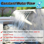 ARTSZY 304 Stainless Steel Fountain Spillway Kit with Long Hose, Black/Silver Spillway for Outdoor Waterfall, Household/Commercial Pond Waterfall for Backyard/Parks(Black,50″/127cm)