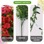 ADXORA 24 Bundles Artificial Flowers,Faux Plants for Spring Summer Decoration, UV Resistant Colorful Violets Eucalyptus for Outside Home Planter Porch Patio Yard Decor