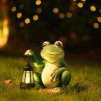 Glowing Garden Frog Outdoor Decor Cute Animal Outdoor Statue for Yard Patio Ornaments, Solar Frog Garden Decor for Birthday Housewarming Gifts for Woman, Mom, Grandma