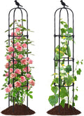 FOLLOOK Garden Trellis Obelisk for Climbing Plants, Lightweight Metal Plant Support for Roses Clematis Vines, Rustproof Decorative Trellis for Outdoor Garden Patio Planter, Black, 2 Pack