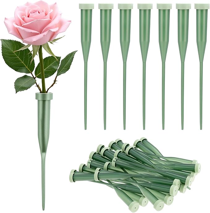 QWORK 6 Inch Green Floral Water Tubes with Rubber Caps, 100 Pcs Plastic Flower Water Picks for Fresh Flower Arrangements, Leak-Proof Floral Supplies for Florists, Weddings, Garden and DIY Crafts