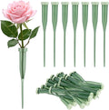 QWORK 6 Inch Green Floral Water Tubes with Rubber Caps, 100 Pcs Plastic Flower Water Picks for Fresh Flower Arrangements, Leak-Proof Floral Supplies for Florists, Weddings, Garden and DIY Crafts