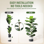 Suntee 2 Pack Artificial Fiddle Leaf Fig Tree, 30" Ficus Lyrata Fake Plants with Pots, Floor Plant Outdoor Faux Plants for Living Room, Corner, Office, Patio, Windowsill Decor