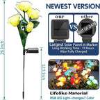 TONULAX Solar Garden Lights - Upgraded Outdoor Light, 7 Color Changing Rose Lights for Yard,Garden Decoration, Enlarged Solar Panel, More Realistic Rose Flower (4 Packs)