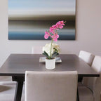 Artificial Phalaenopsis Orchid Bonsai 8 Purple Faux Flowers, Realistic Simulation Potted Plant for Home Indoor Decoration, Small Fake Orchid Arrangement for Living Room and Office