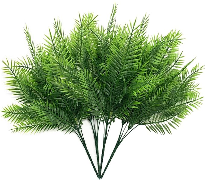 CATTREE Artificial Shrubs, Plastic Plants Bamboo Grass Fake Green Bushes Greenery Décor for Wedding Indoor Outdoor Home Garden Verandah Office Table Centerpieces Arrangements Decoration 4 Pcs