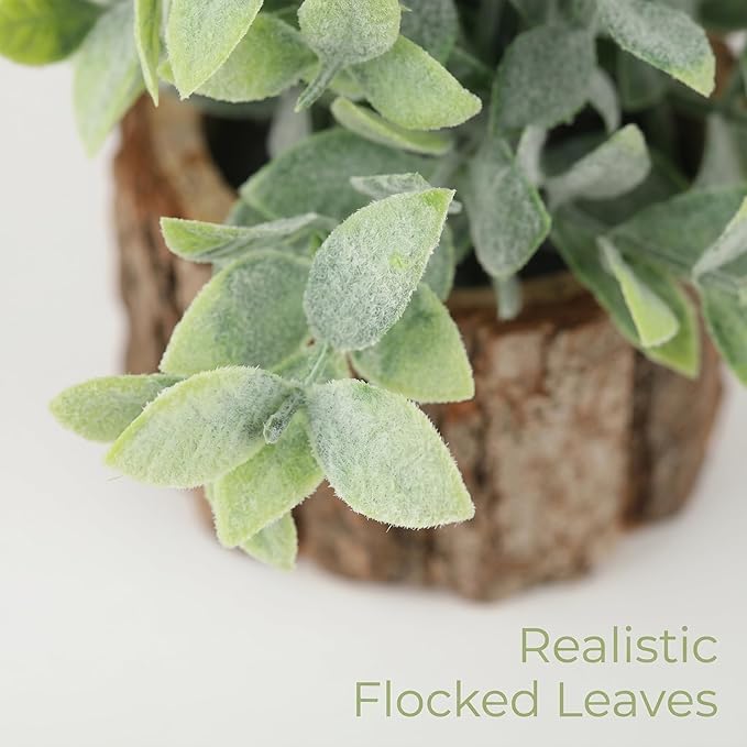 3 Pack Mini Potted Artificial Greenery, Realistic Frost and Snow Plants with Tree and Flower Pots, Lifelike Low-Maintenance Tabletop Decor for Home Office Desk Shelf