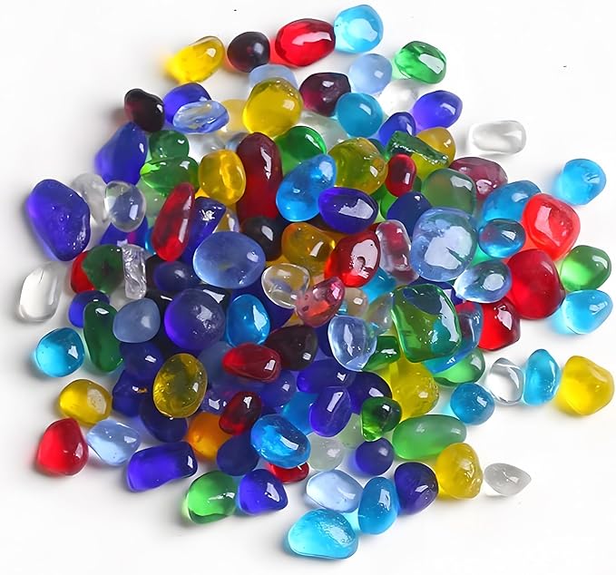 1 Lb Sea Glass for Crafts, 0.2-0.35" Gravel for Aquarium, Fish Tank, Freshwater Tank, Turtle Tank, Colorful Small Rocks for Pots Indoor, Decorative Pebbles for Indoor Plants