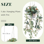2pcs Small Artificial Hanging Plants Fake Hanging Plant with Pot Plants Indoor Decor Faux Greenery Hanging Vines Potted for Bedroom Shelf Outdoor Garden Decoration