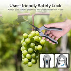 6.5" Ultra Sharp Pruning Shears - Professional Garden Scissors with Curved Stainless Steel Blades, Ergonomic Handle, Rust Resistant, Safety Lock, Trimming Scissors for Plants in Grow Tents, 2-Pack