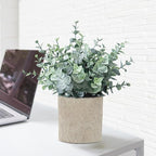 2 Pack Fake Plants Eucalyptus Small Potted Artificial Plants Indoor Greenery for Shelf Desk Home Bathroom Modern Farmhouse Living Room Coffee Table Decor