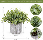 Set of 3 Artificial Potted Plants, Faux Eucalyptus Lavender and Tea Tree Greenery in Cement Pots, Small Fake Plants for Shelf Bathroom Office Desk Decor